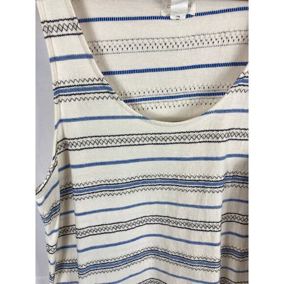 Caslon Embroidered Stripe V Neck Tank size Large - Picture 3 of 5